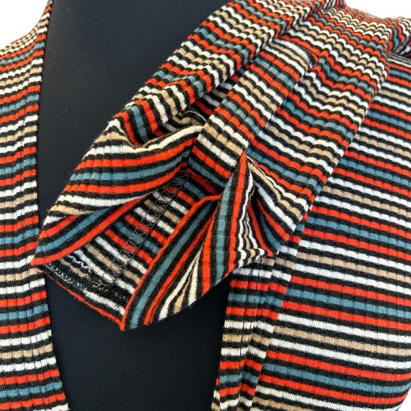 Chris & Carol Lightweight Coral and Turquoise Striped Flowy Open Front Cardigan - Picture 4 of 5